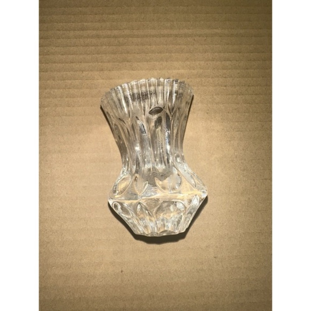 Vintage Clear Crystal Toothpick Holder Pressed Ovals & Grooves West Germany - Picture 2 of 5